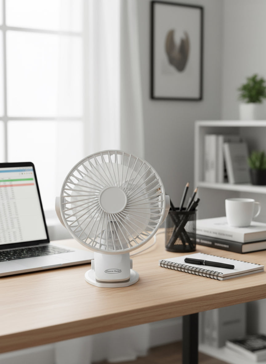 USB Rechargeable Clip on Fan (13cm x 5”) 3 Speed Settings.