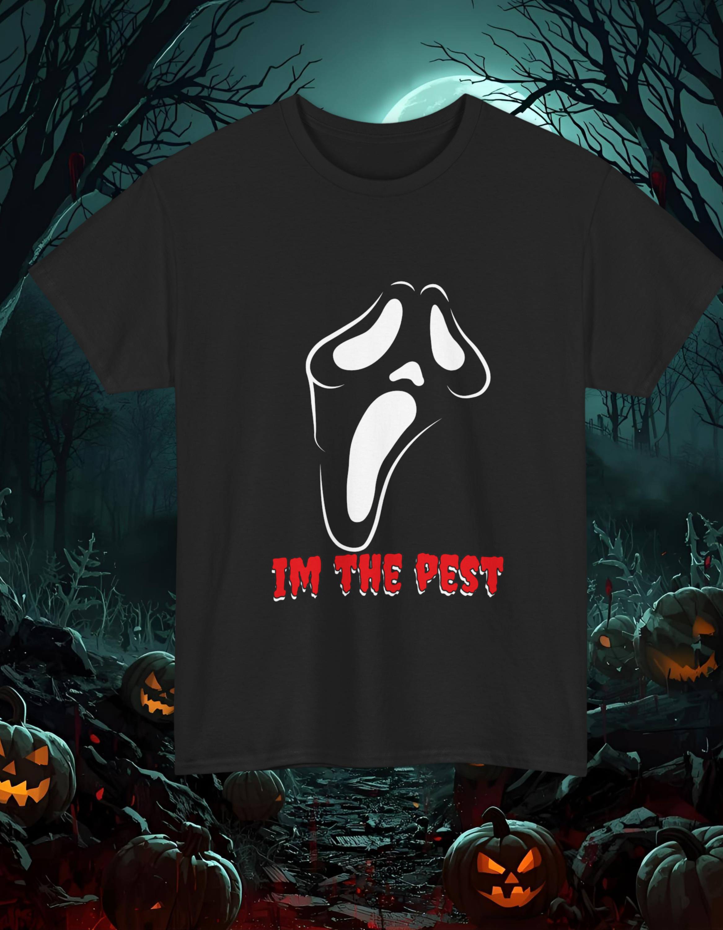 Official RogerRacks Im the pest Ghost HTV &amp; HTV Sublimation Halloween Addition T-shirt back and front print