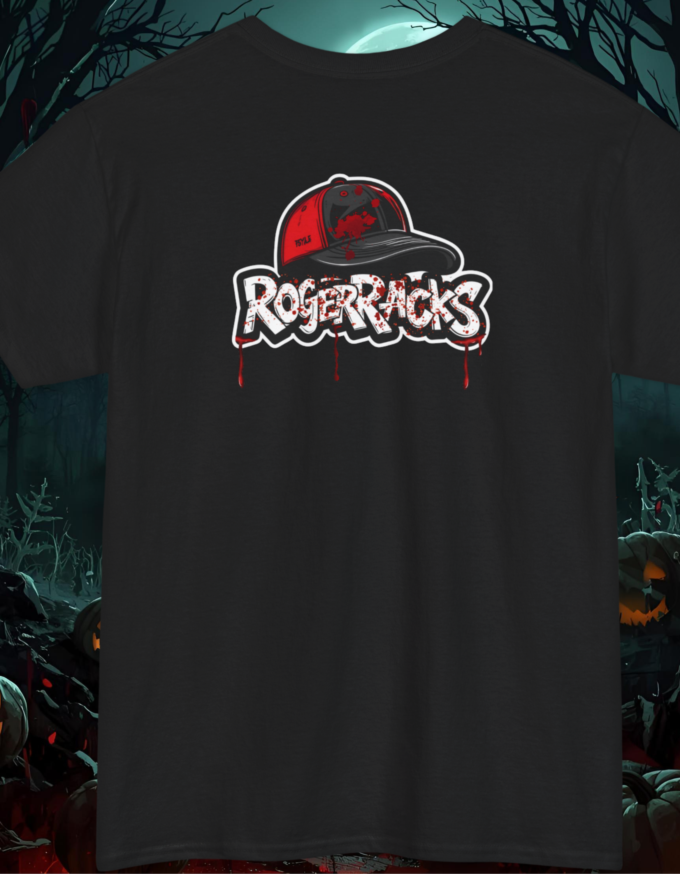 Official RogerRacks Halloween Ghost Front and back HTV and Sublimation print T-shirt