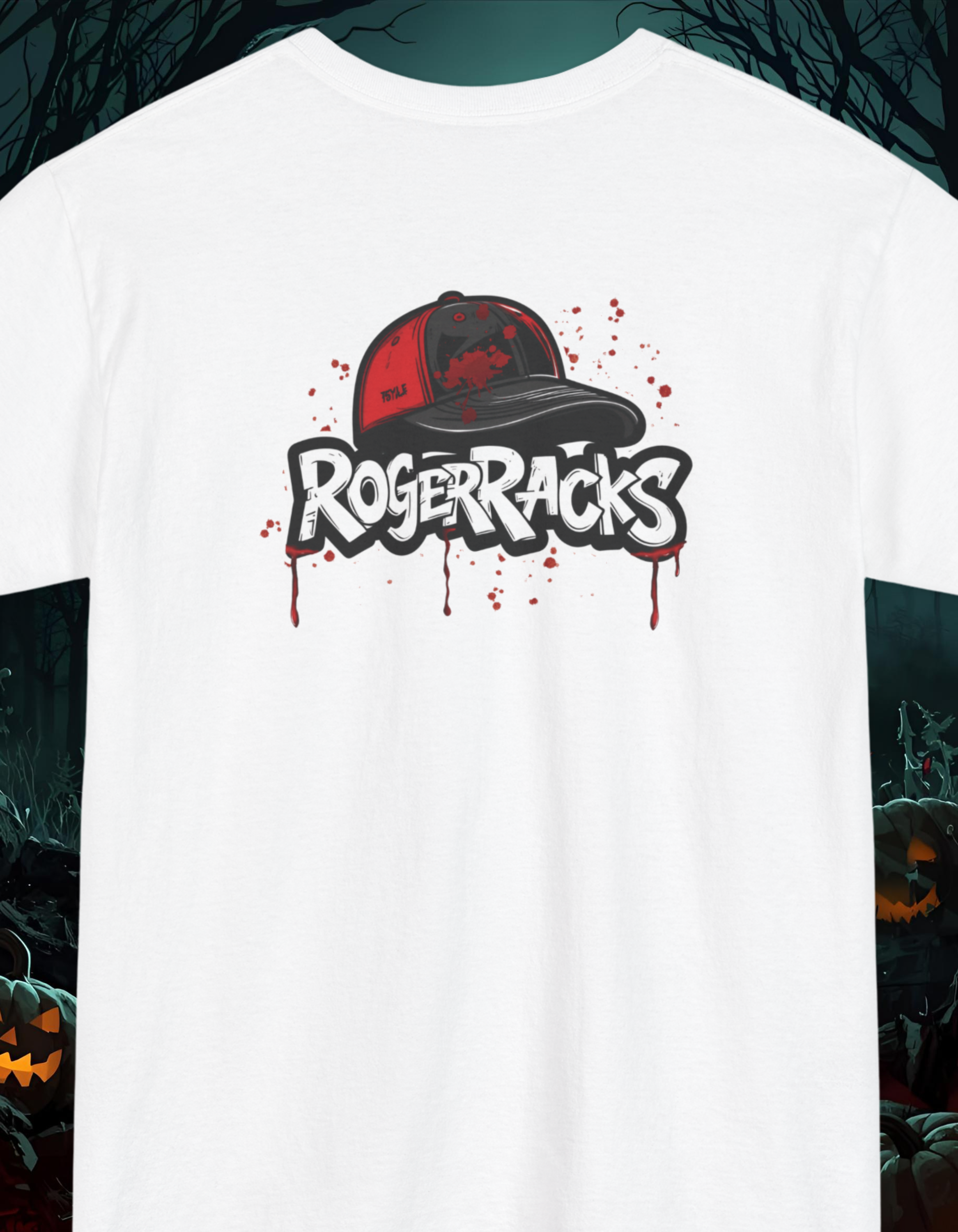 Official RogerRack Halloween creepy clown face front and back print Sublimation T-shirt