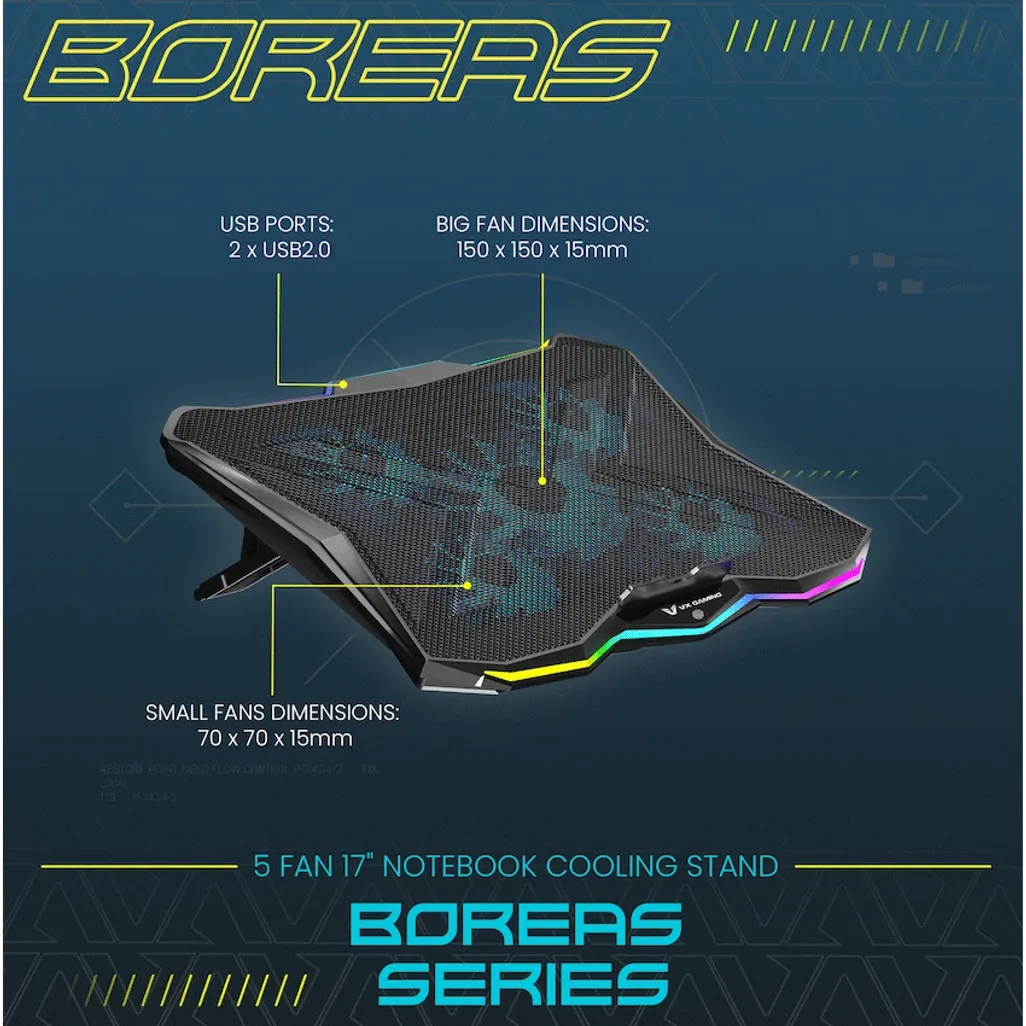 VX Gaming Boreas Series 5-Fan 17 inch Notebook Cooling Stand