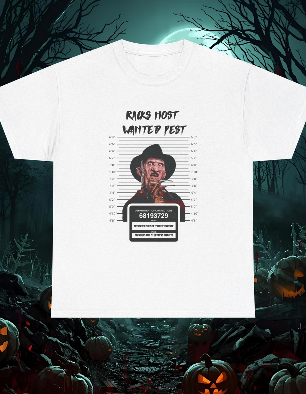 Official RogerRacks Halloween Addition Freddy Sublimation T-shirt Front and Back print