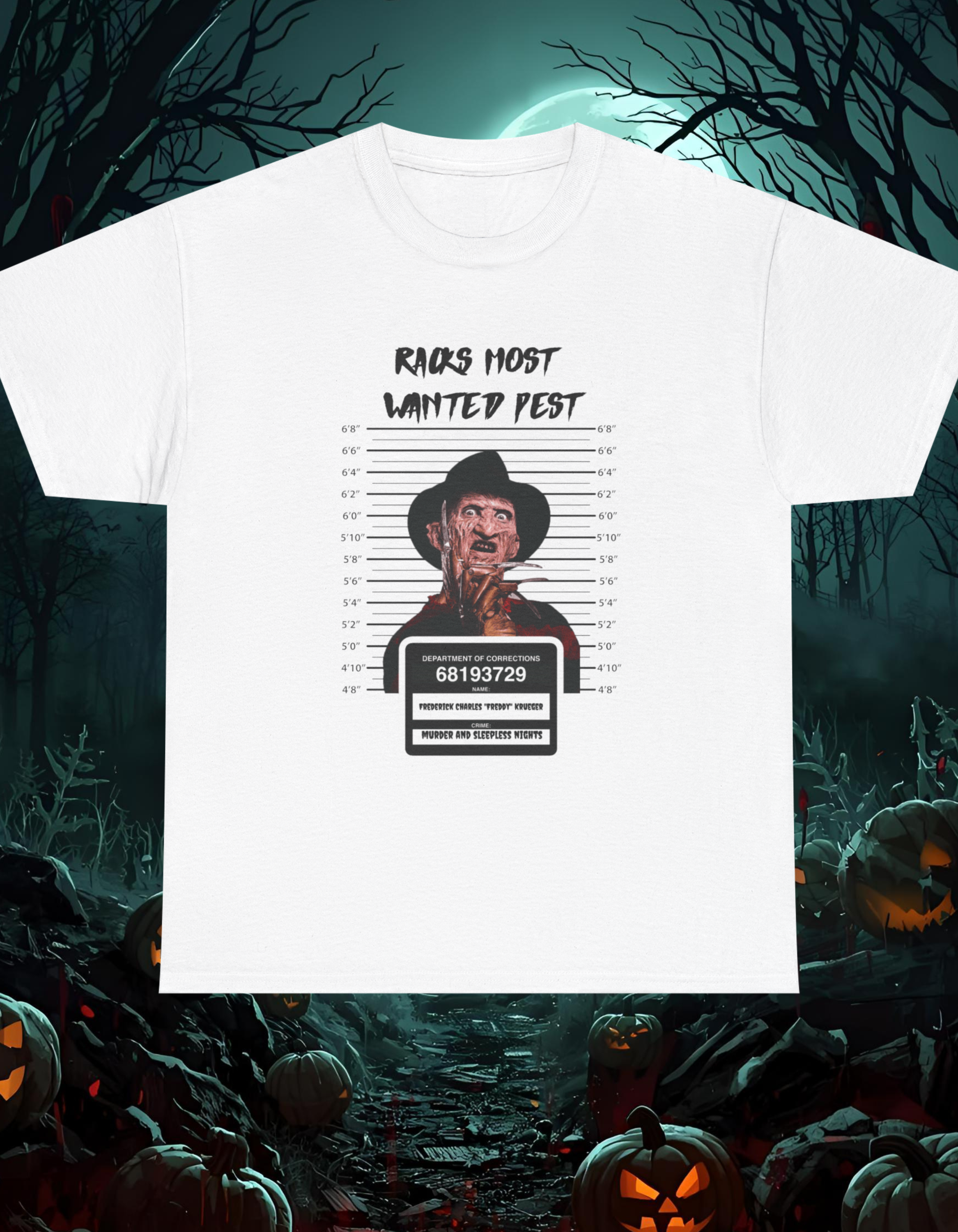Official RogerRacks Halloween Addition Freddy Sublimation T-shirt Front and Back print