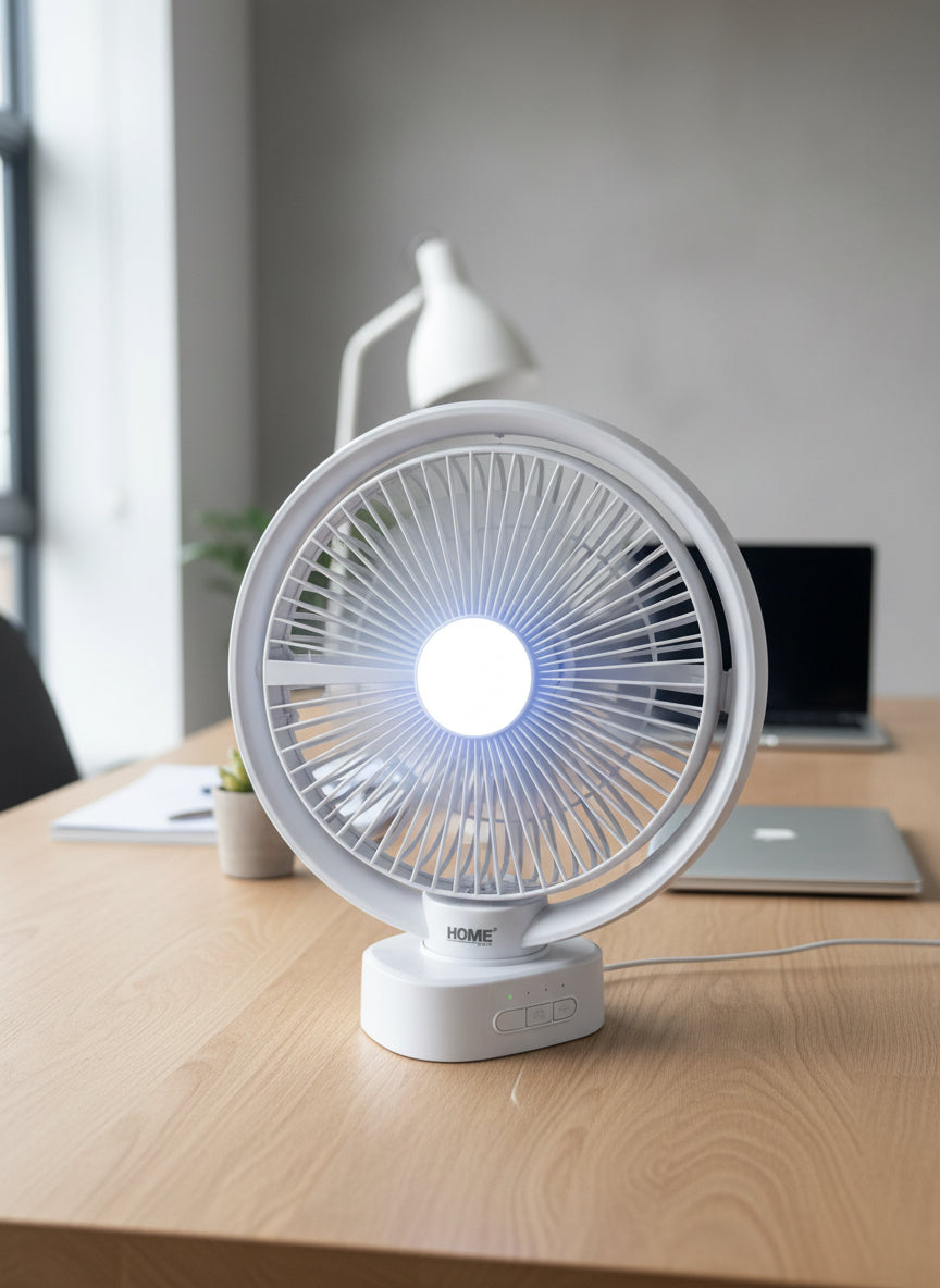 USB Rechargeable Oscillating Top Fan With Light
