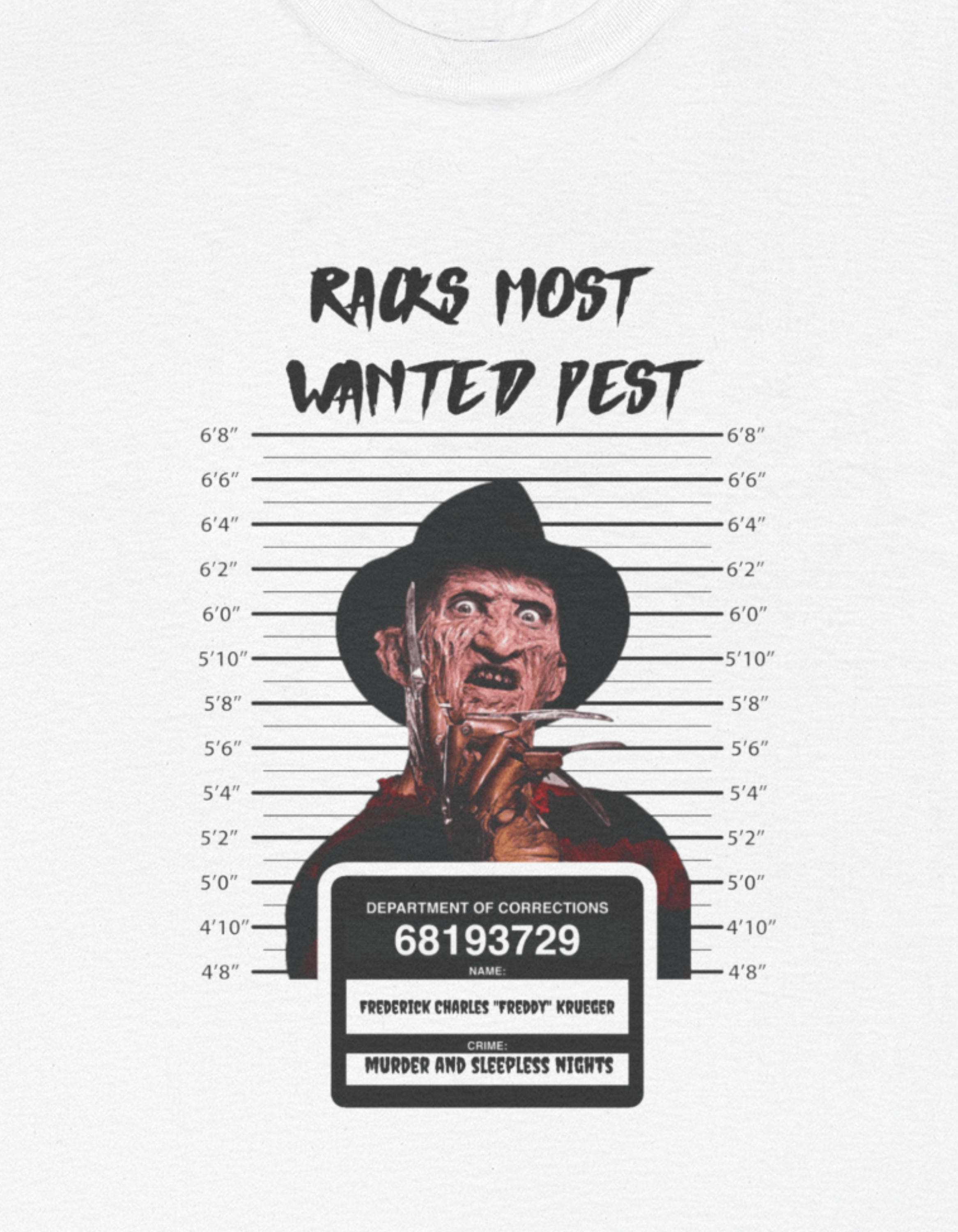 Official RogerRacks Halloween Addition Freddy Sublimation T-shirt Front and Back print