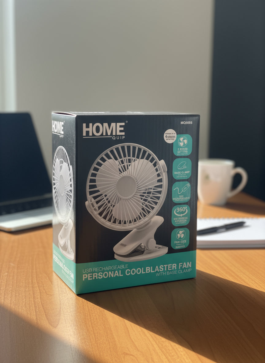 USB Rechargeable Clip on Fan (13cm x 5”) 3 Speed Settings.