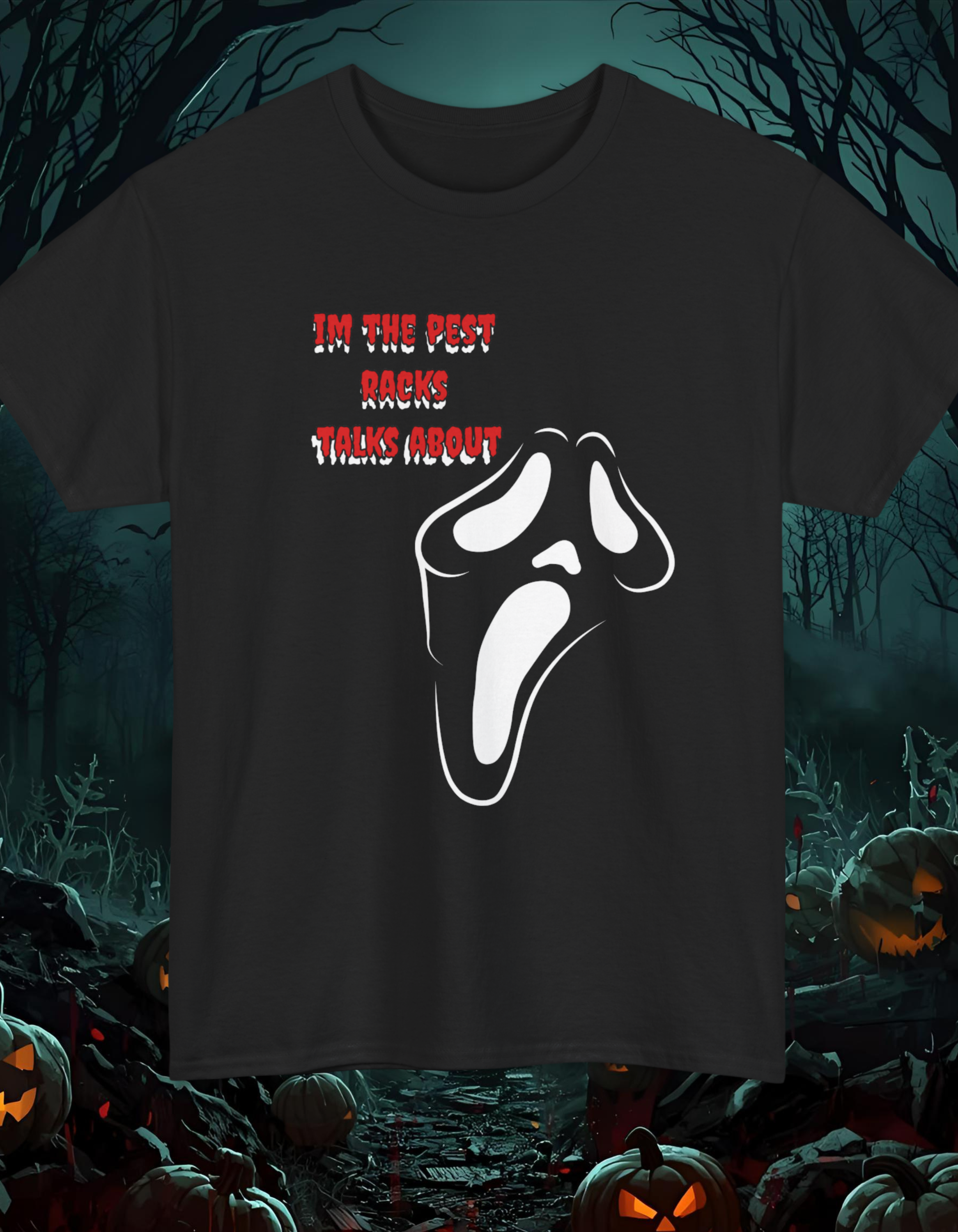 Official RogerRacks Halloween Ghost Front and back HTV and Sublimation print T-shirt