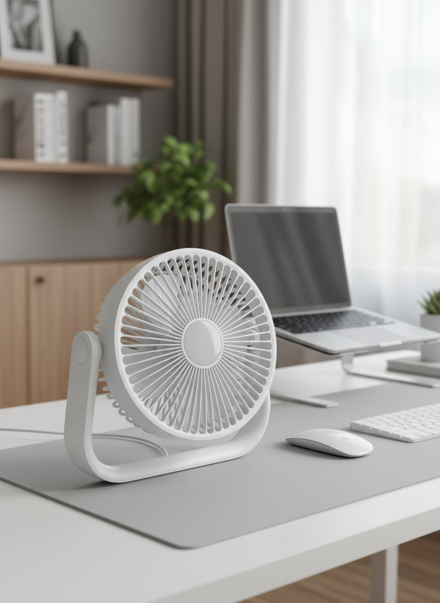 Rechargeable USB Table Top Fan Cool Blast Fan with Centre Light