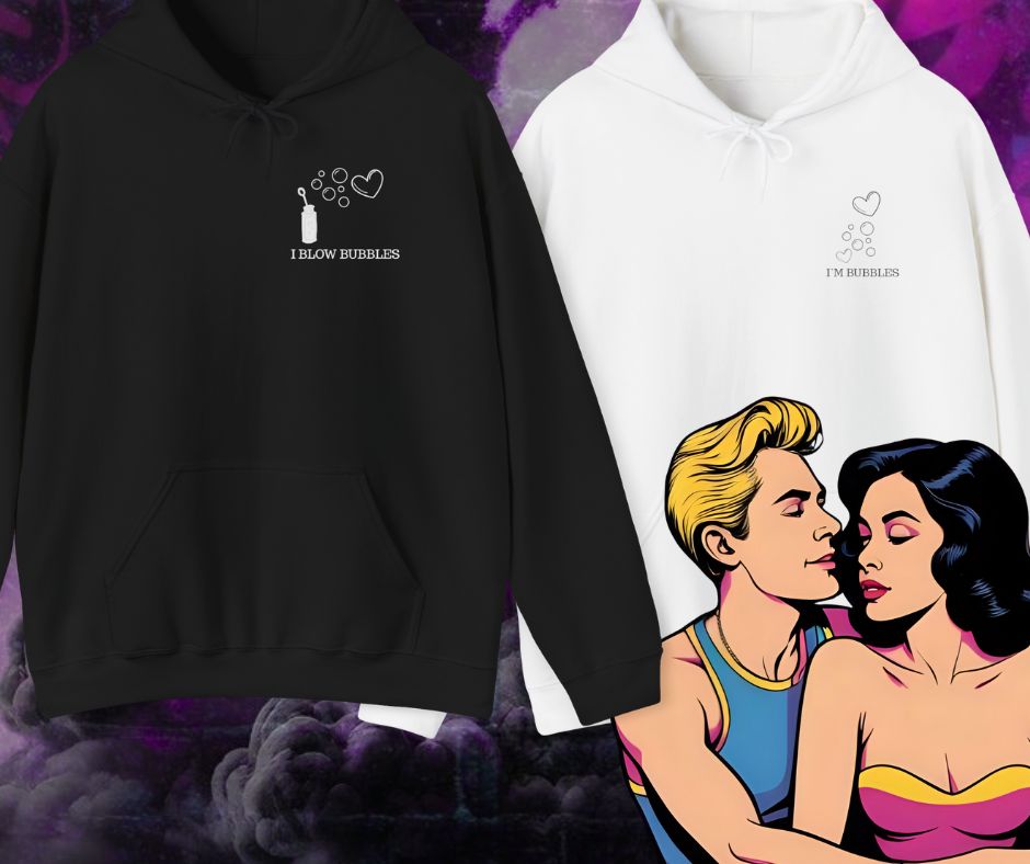 Couples I blow bubbles hoodies