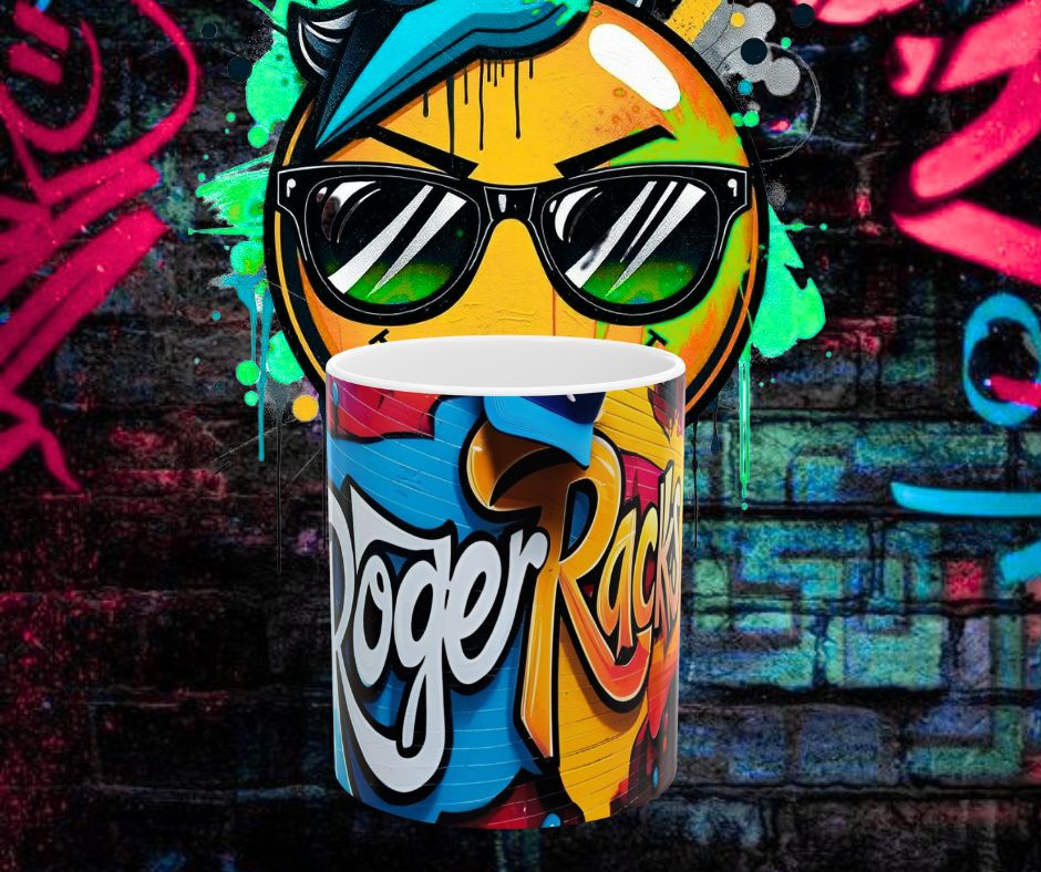 Official RogerRacks Graffiti Style Sublimation printed 11oz Mug Bright