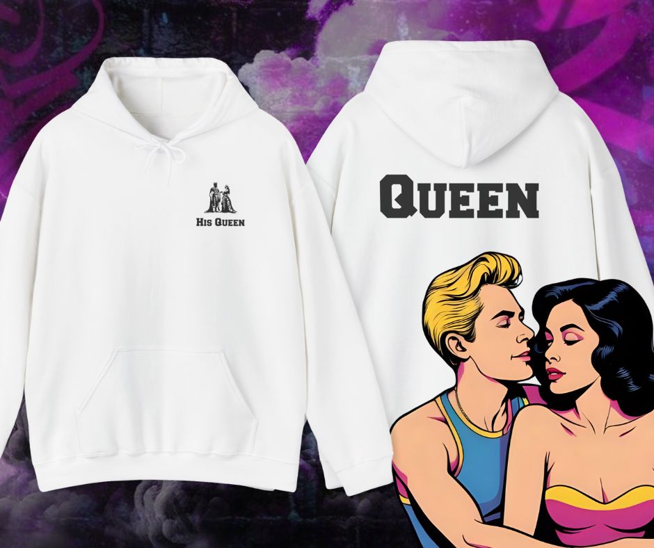 King and Queen Bold Couples Hoodies Pocket and back print